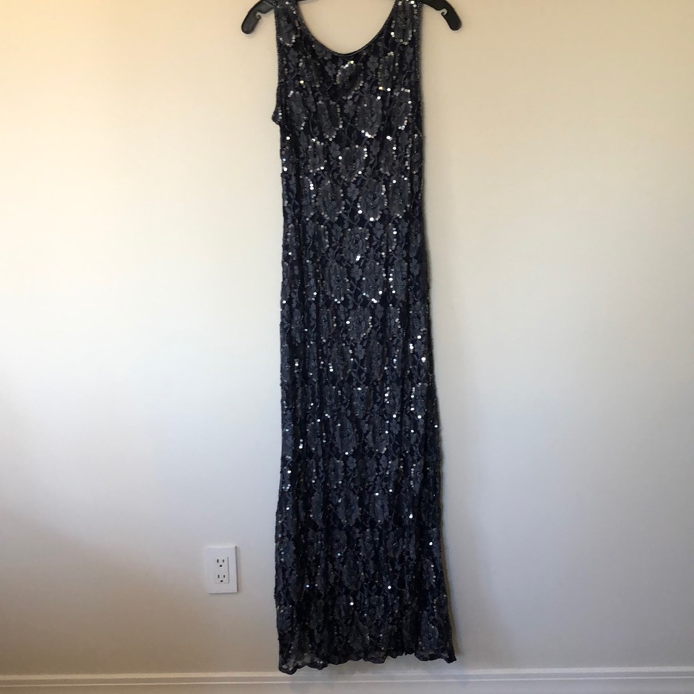 Navy Blue Beaded Gown